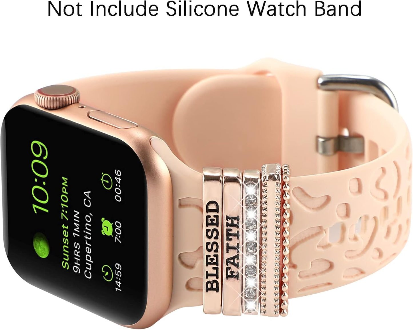 Decorative Rings Loops Compatible with Apple Watch Silicone Bands Charms 49Mm 46Mm 45Mm 44Mm 42Mm 41Mm 40Mm 38Mm Iwatch Series 11 10 9 8 7 SE 6 5 4 3 Watchband Metal Diamond Charms Accessories (No Band)