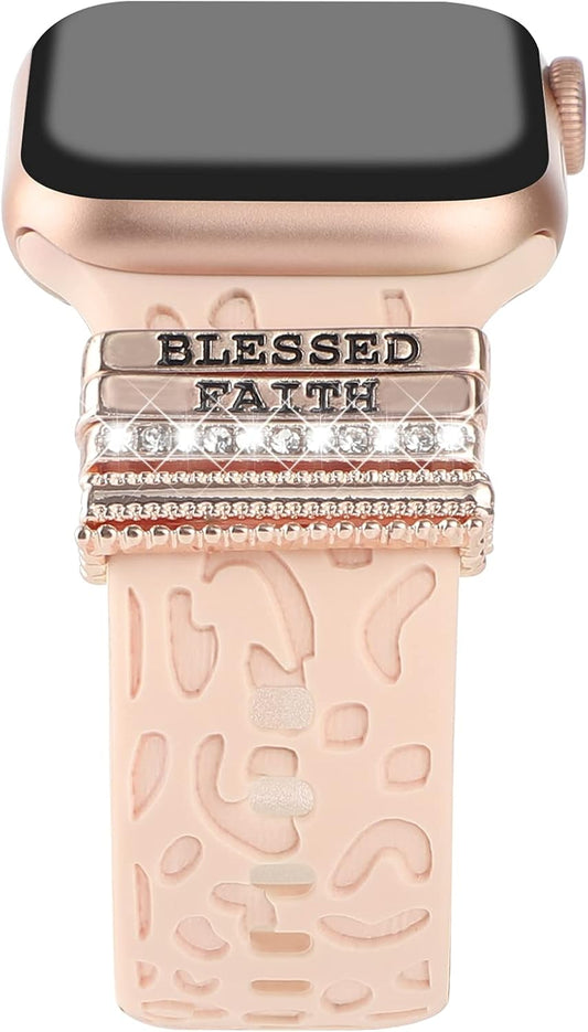 Decorative Rings Loops Compatible with Apple Watch Silicone Bands Charms 49Mm 46Mm 45Mm 44Mm 42Mm 41Mm 40Mm 38Mm Iwatch Series 11 10 9 8 7 SE 6 5 4 3 Watchband Metal Diamond Charms Accessories (No Band)