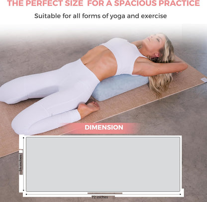 Organic Yoga Mat - Natural Jute Yoga Mats - Large Non Slip Eco Friendly Yoga Mats with Carrying Strap - Reversible Jute per - Extra Long Yoga Mat 72 Inch - 5Mm - All Types of Yoga - Vegan