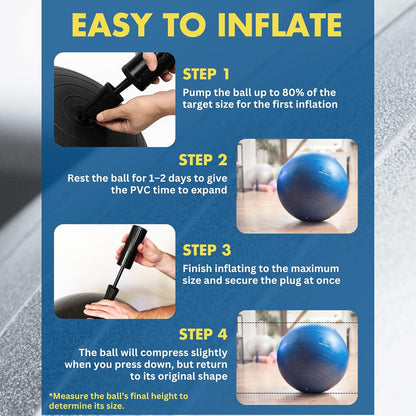 Exercise Ball - Multiple Sizes Gym Grade Balance Ball for Fitness, Yoga, Workout, Pregnancy & Physical Therapy