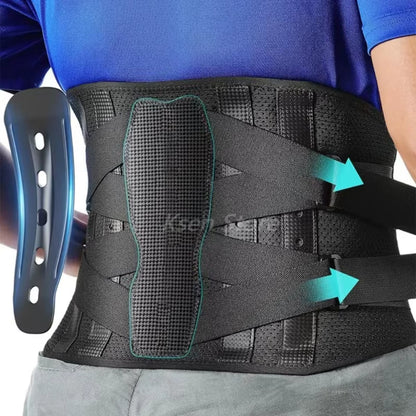 Waist Support with Ergonomice Curved Support Adjustable Breathable Lumbar Back Belt for Lower Back Pain Herniated Disc Sciatica